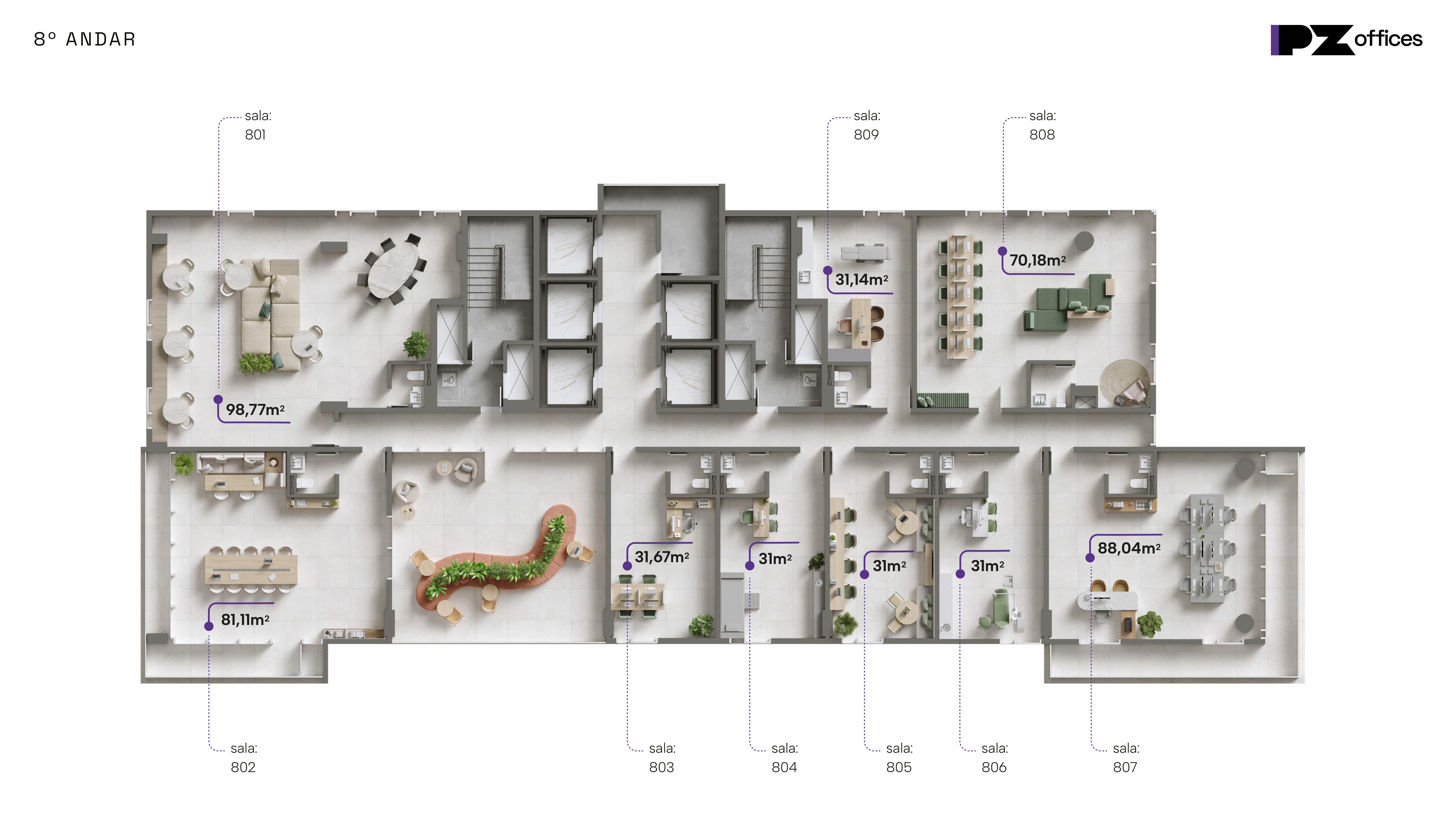 Planta PZ Offices — opção 2